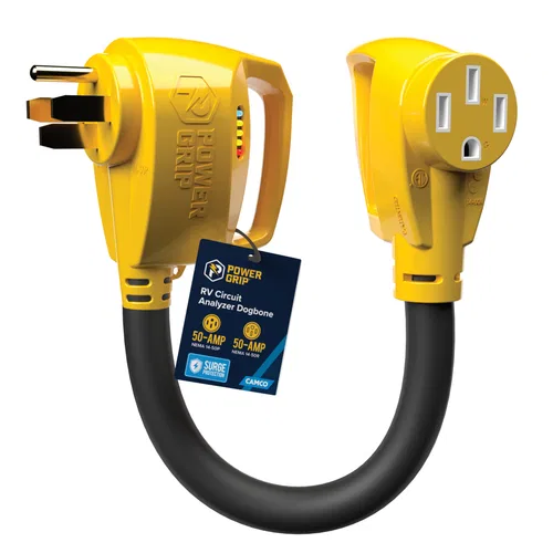 55464 – CAMCO Power Cord Adapter, For Providing 50 Amp Female Connector To RV Side From 50 Amp Male Plug Standard Pow...